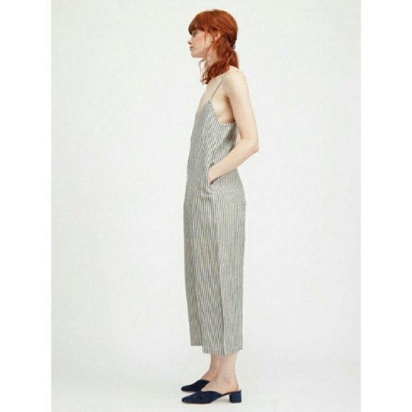 Ali Golden Linen wide leg jumpsuit overalls - Picture 3 of 13